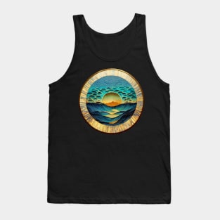 Ocean Waves, Sun, Clouds, and Land - Monocular View Tank Top